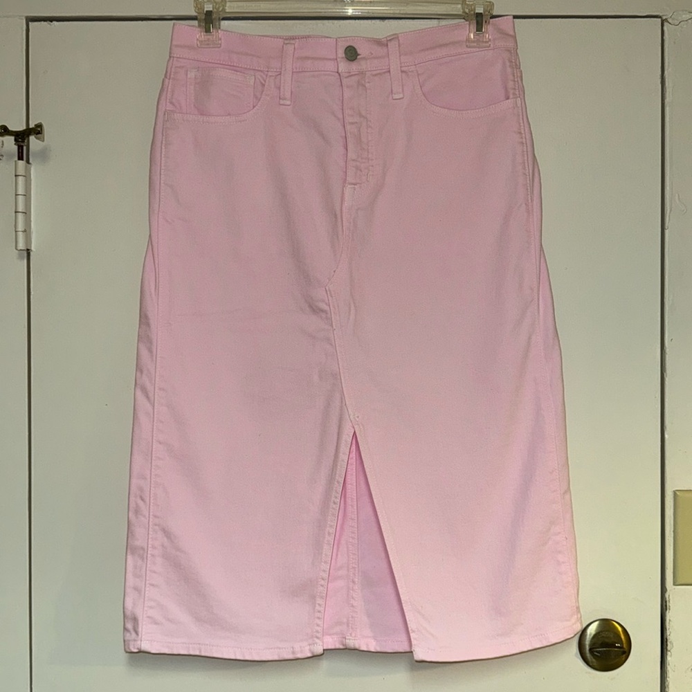 J. Crew Pink Midi Denim Pencil Skirt Style AK113 Size 29 Work School Casual
